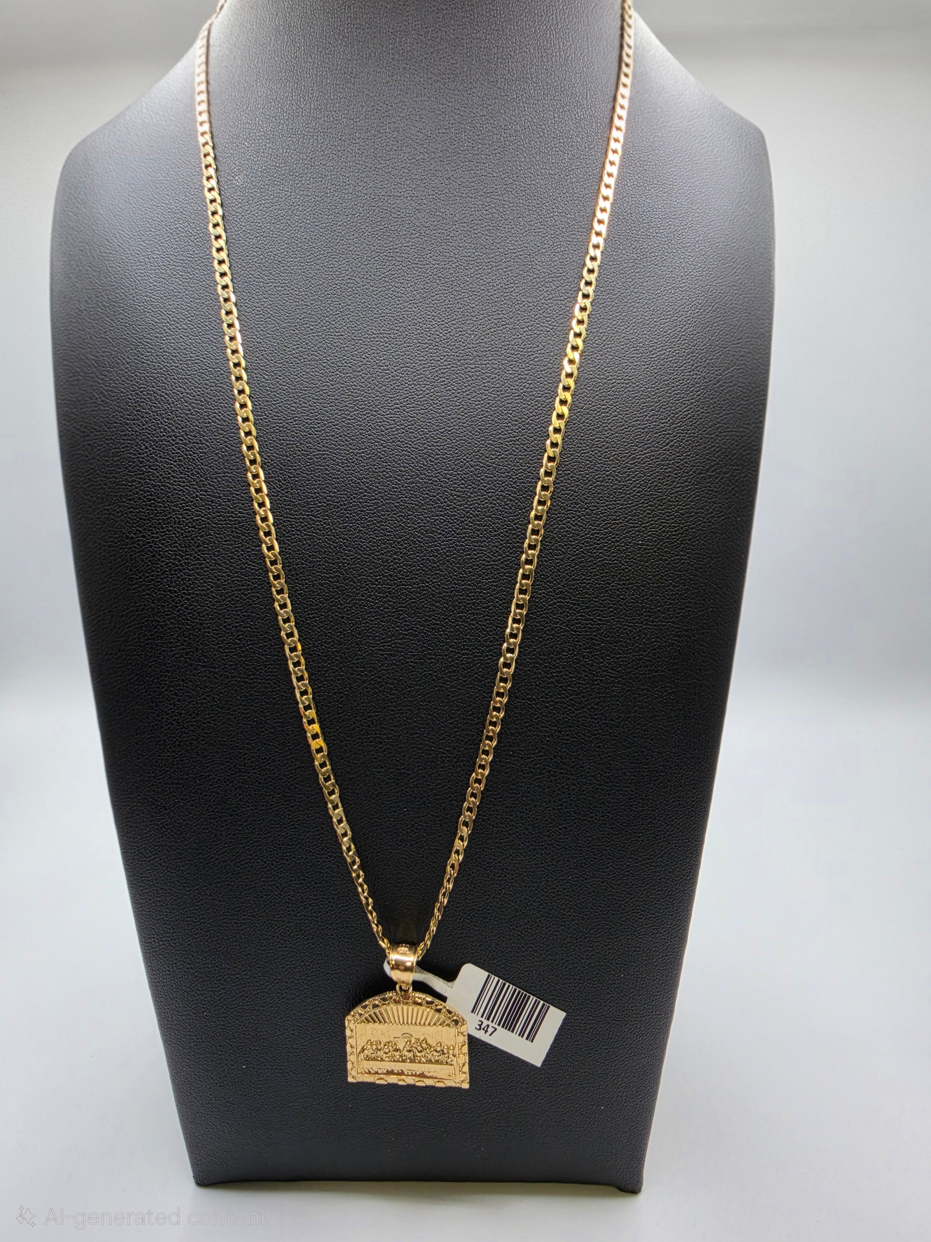10K Gold Curve Chain with Pendant