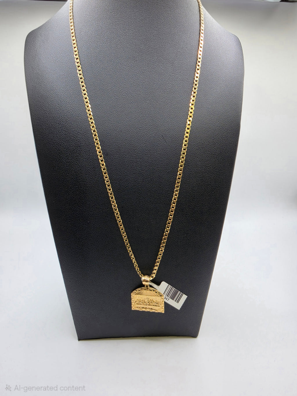 10K Gold Curve Chain with Pendant