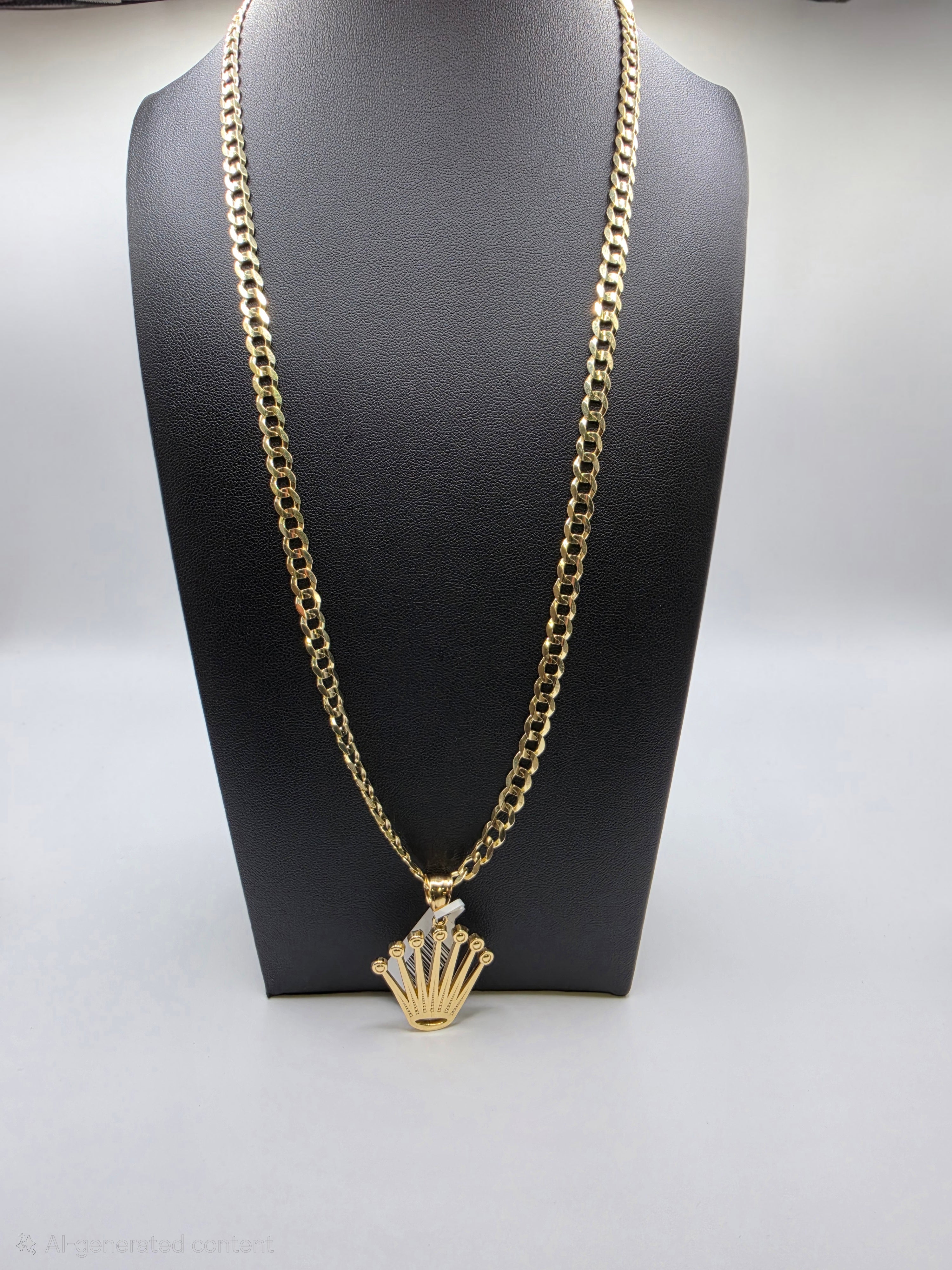 10K Gold Curve Chain with Pendant