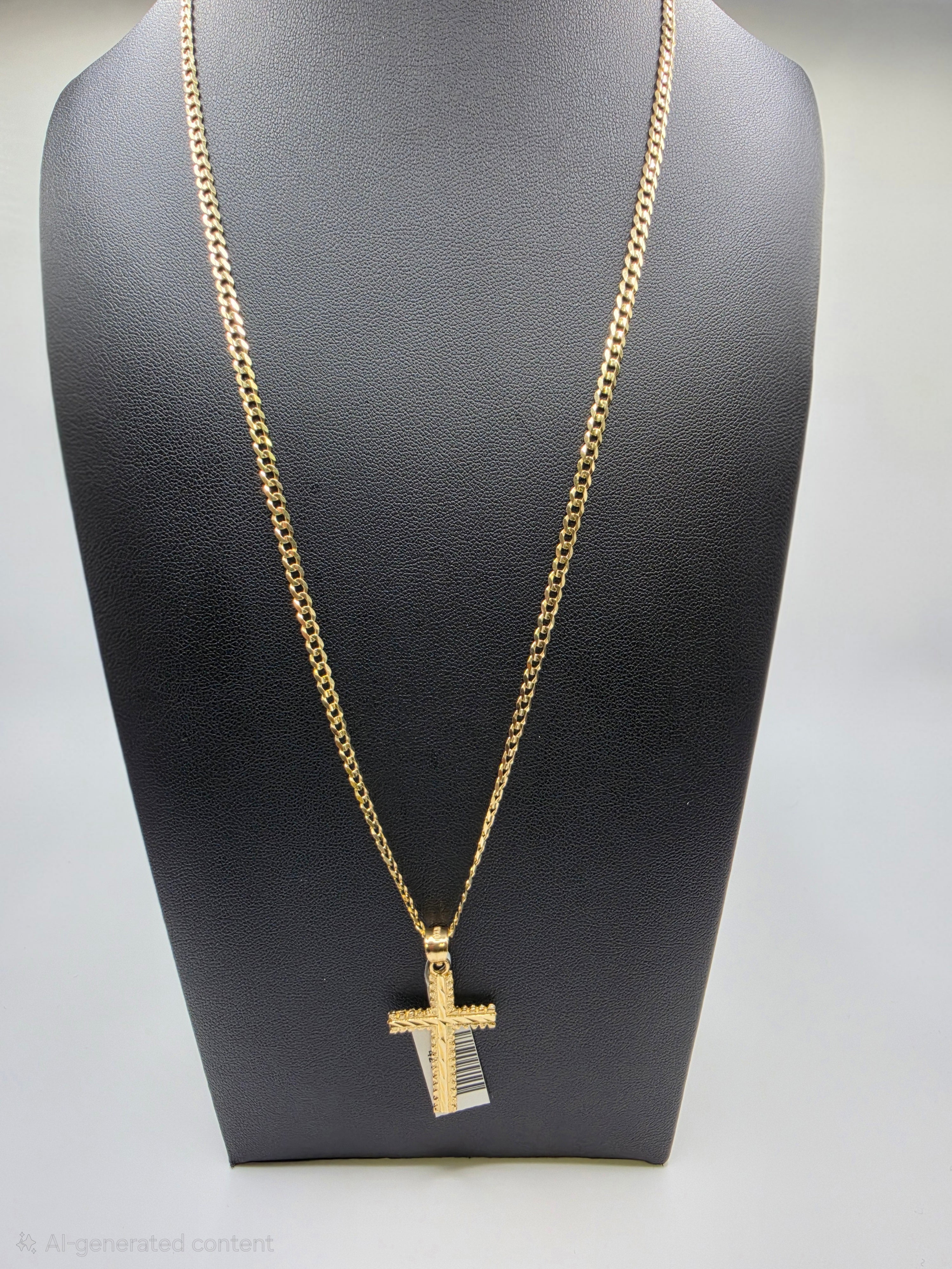 10K Gold Curve Chain with Pendant