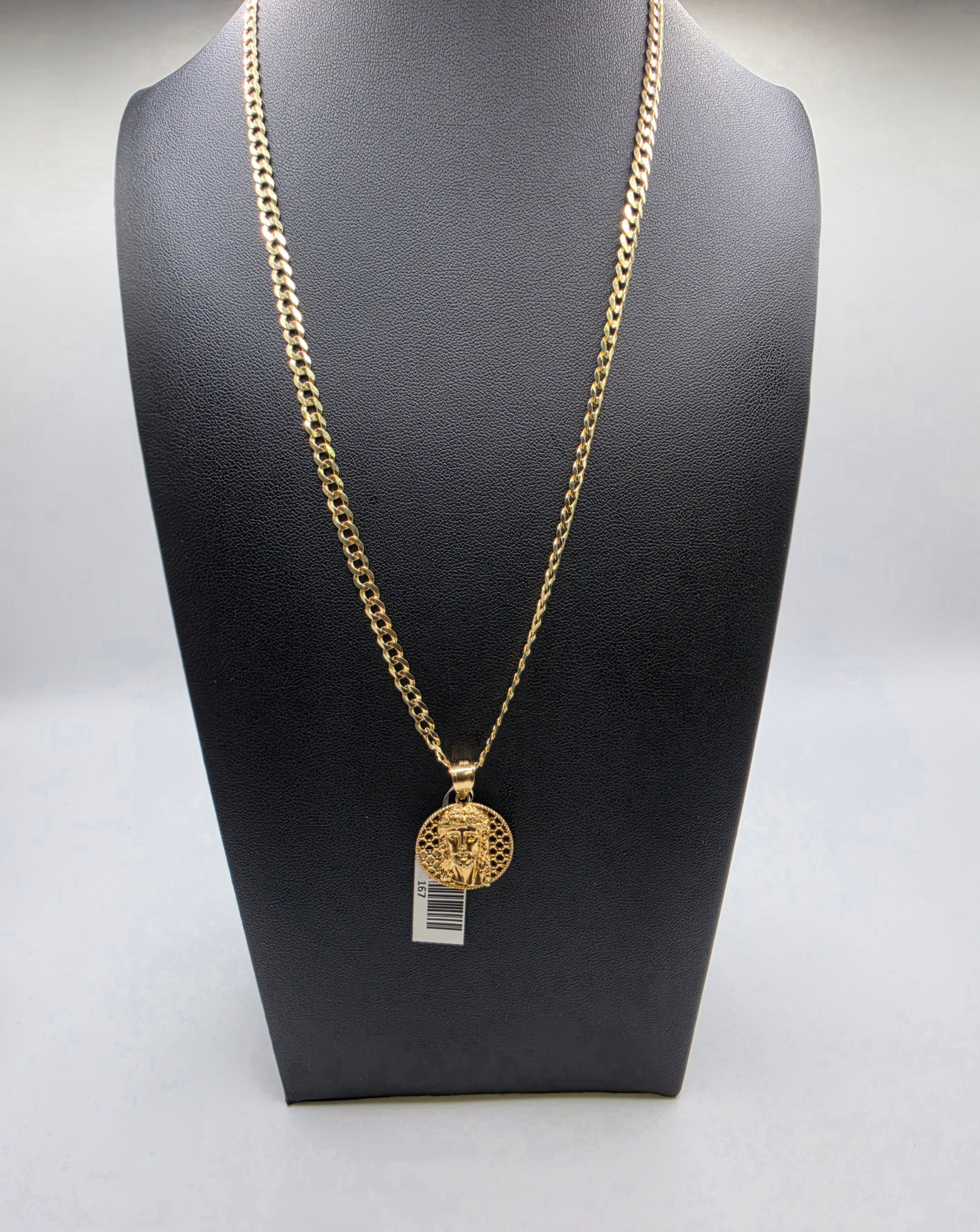 10K Gold Curve Chain with Pendant
