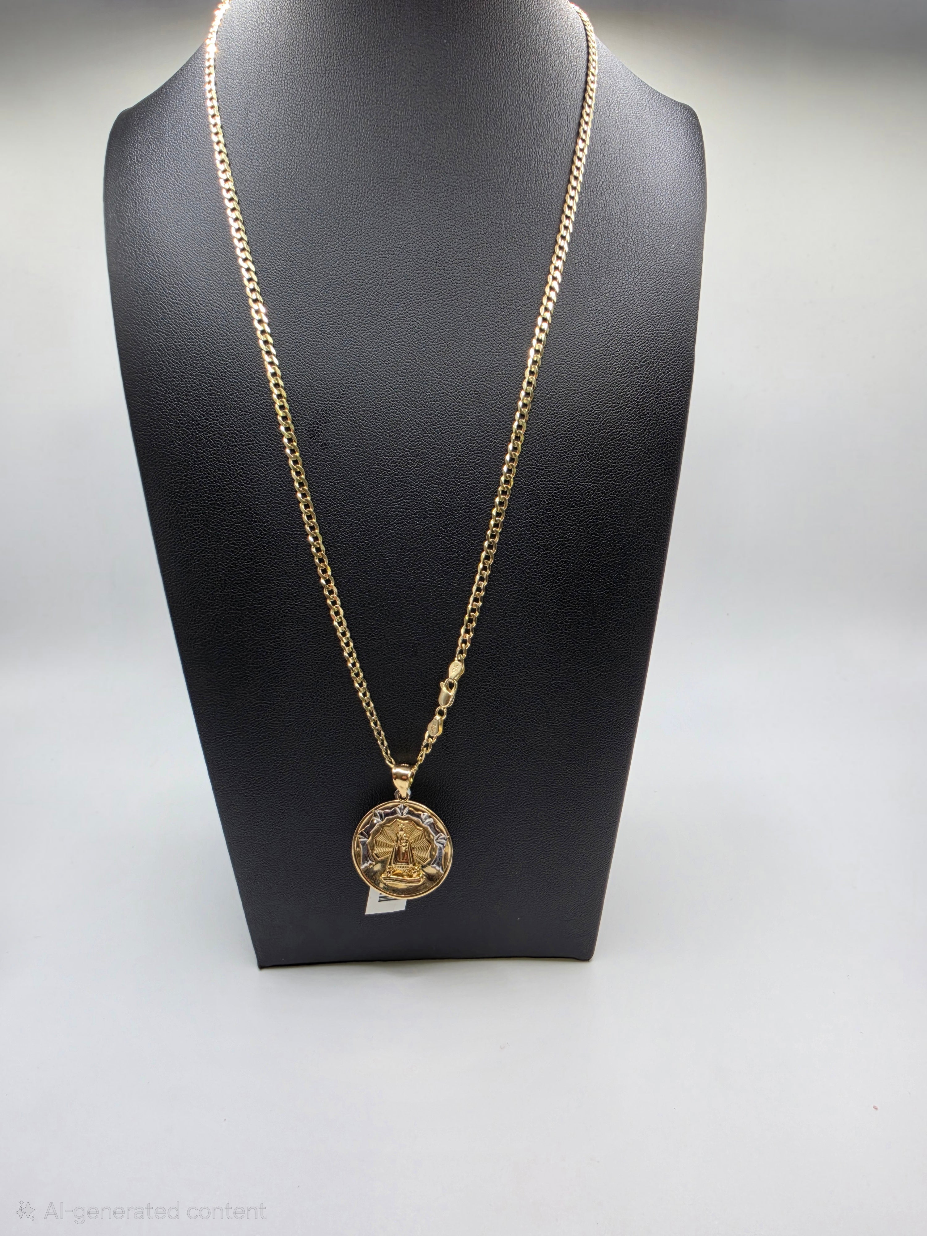 10K Gold Curve Chain with Pendant