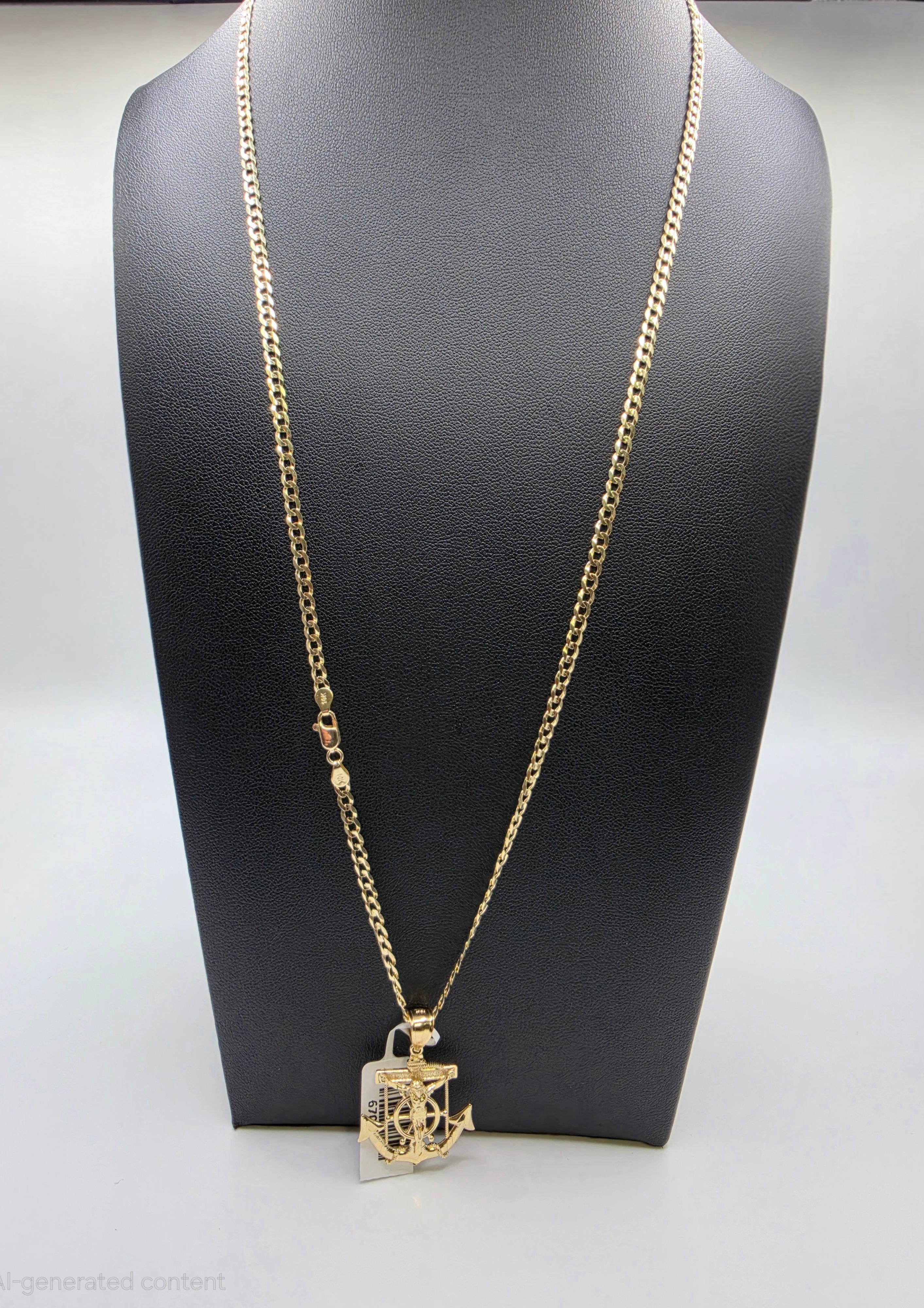 10K Gold Curve Chain with Pendant