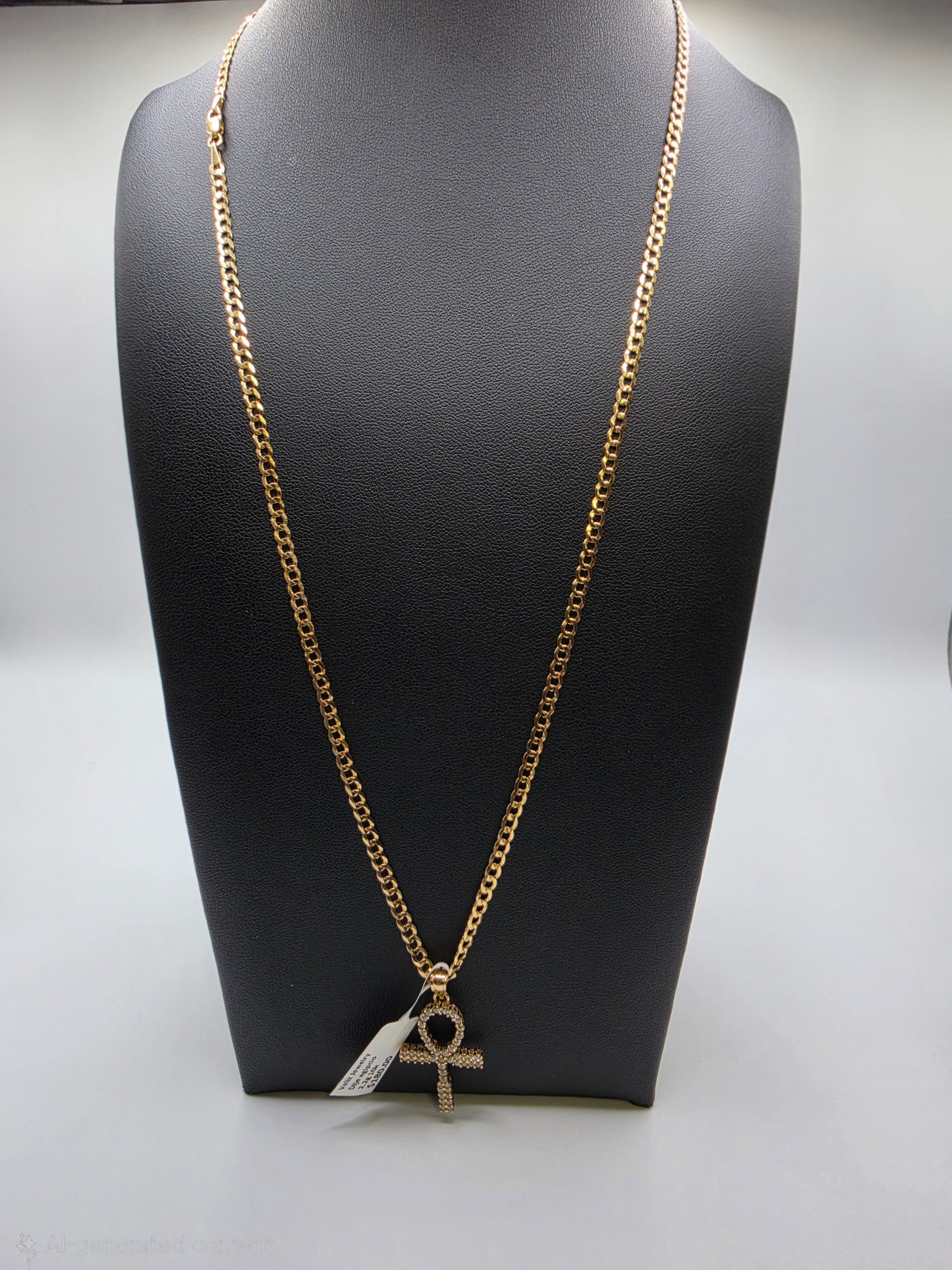 10K Gold Curve Chain with Pendant