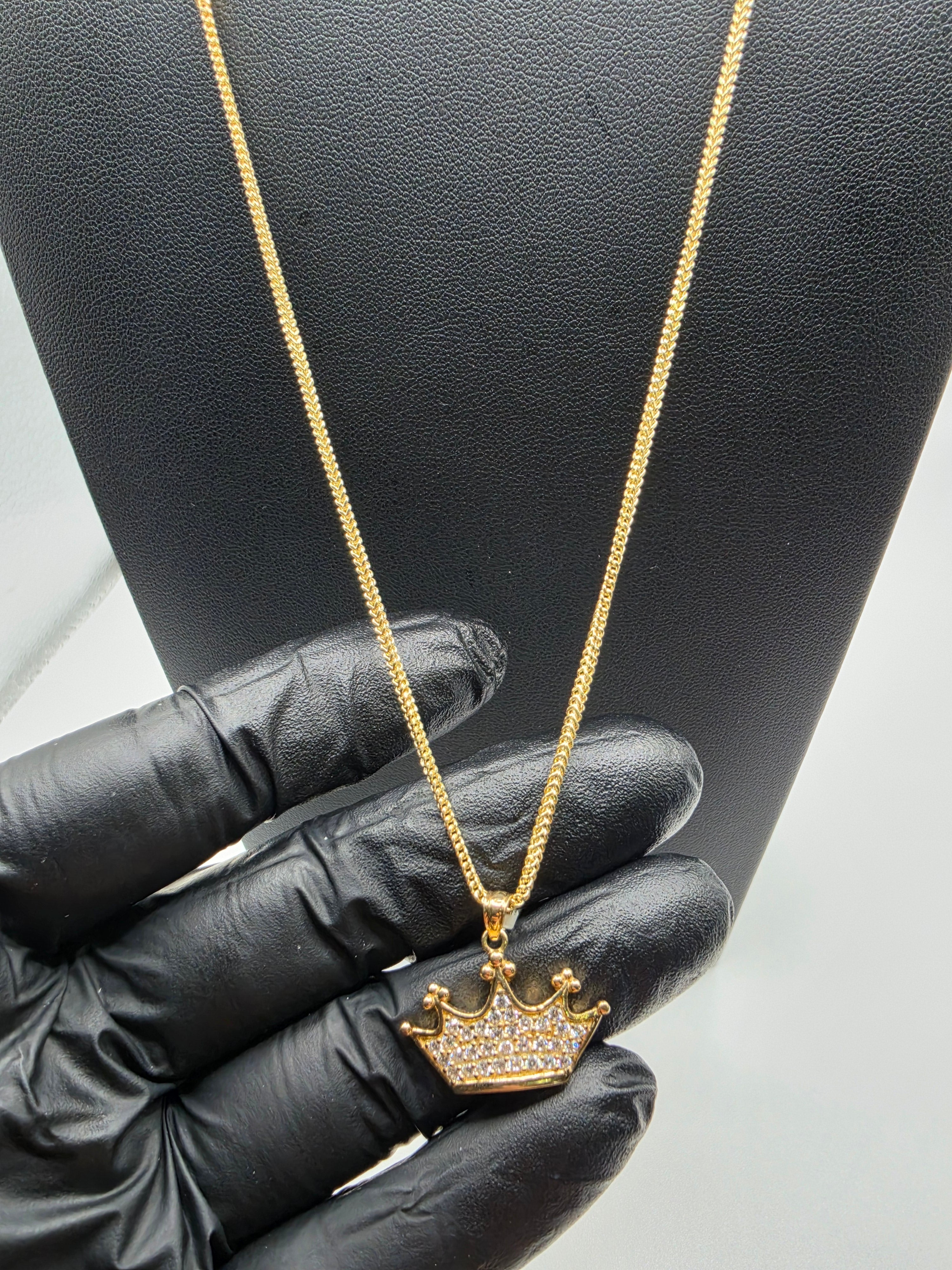 10K Franco Chain with Crown Pendant