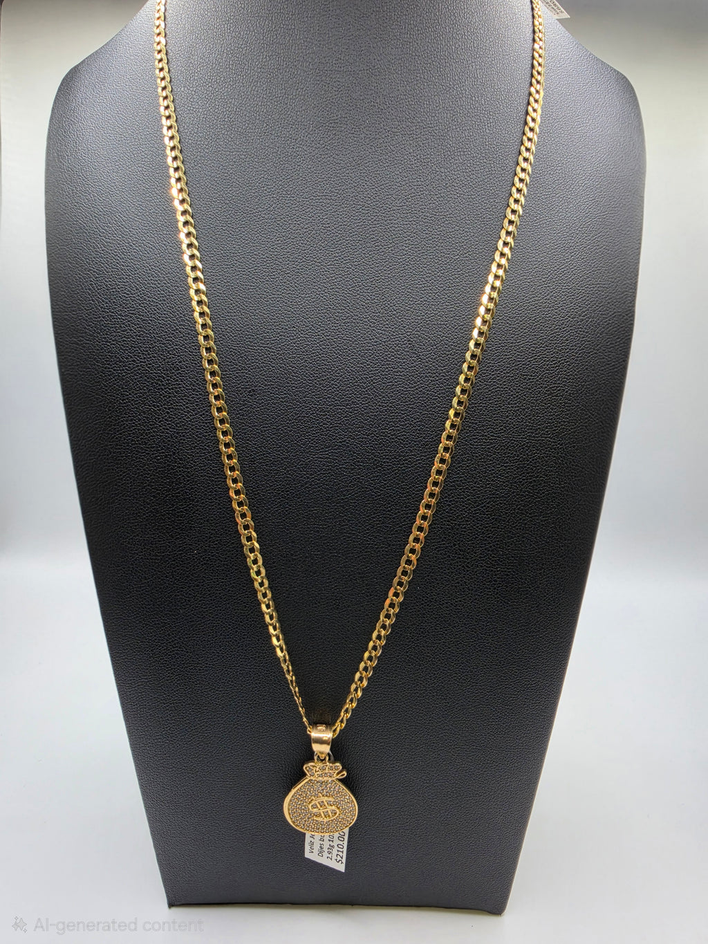 10K Gold Curve Chain with Pendant