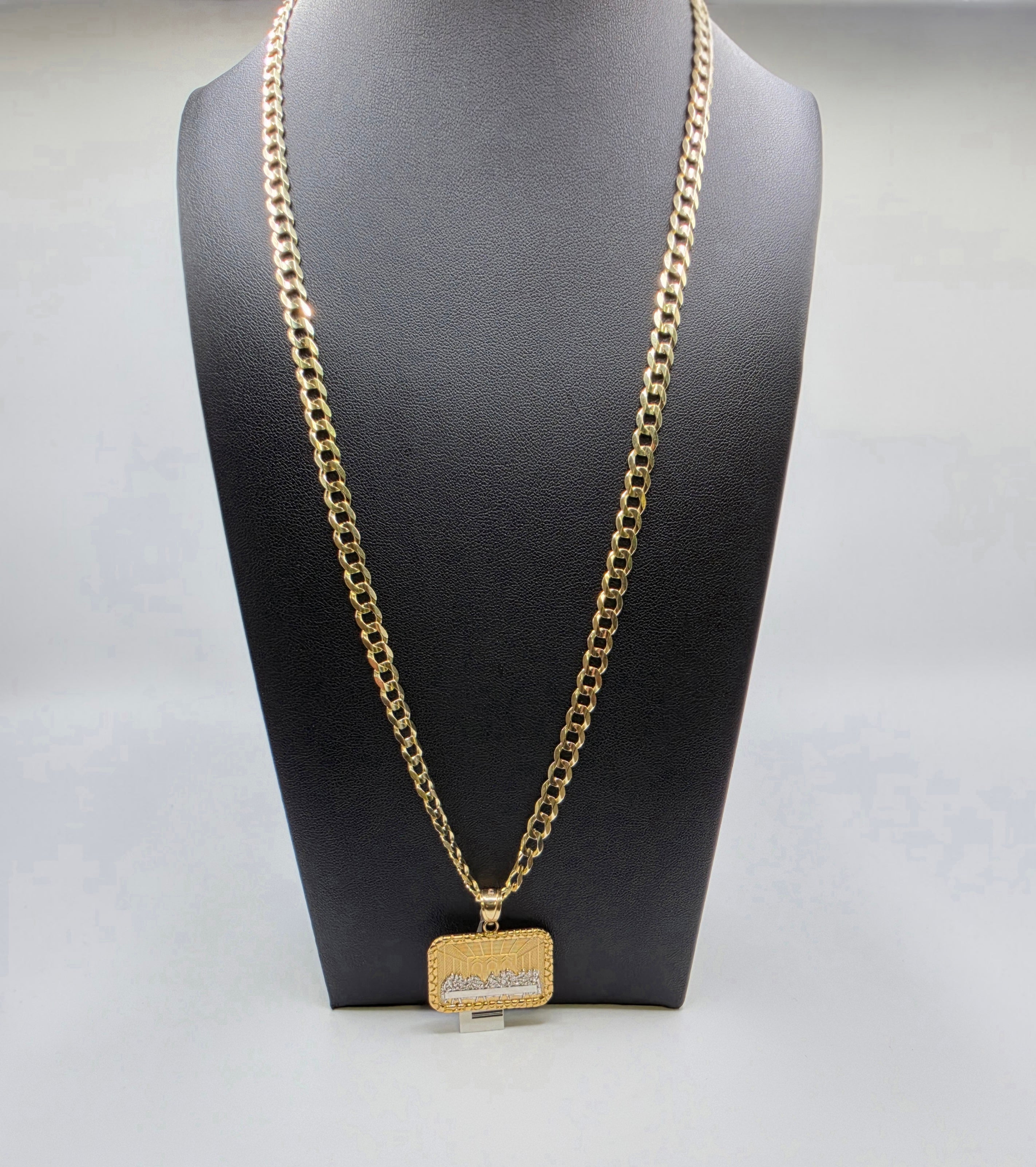 10K Gold Curve Chain with Pendant