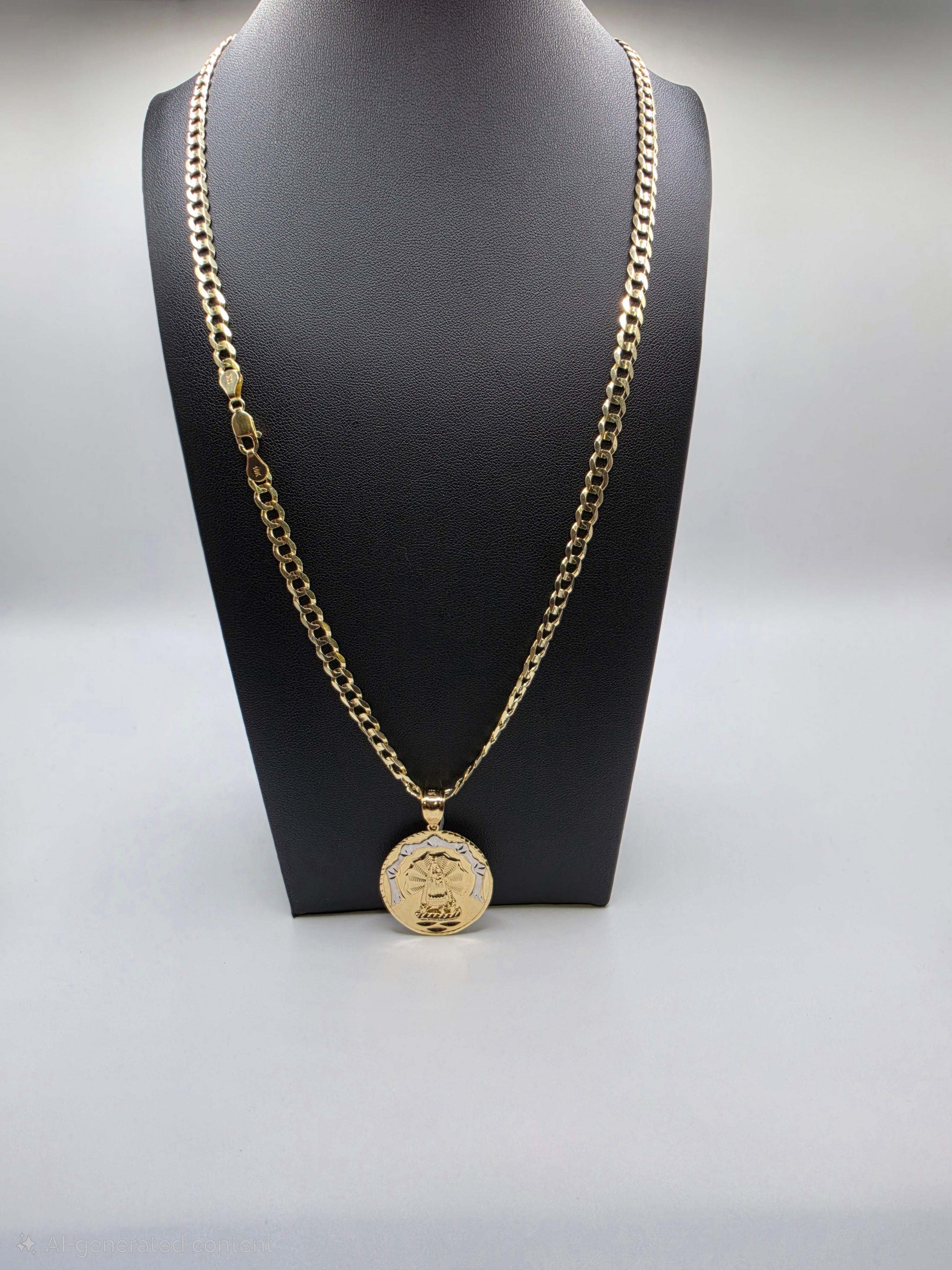 10K Gold Curve Chain with Pendant