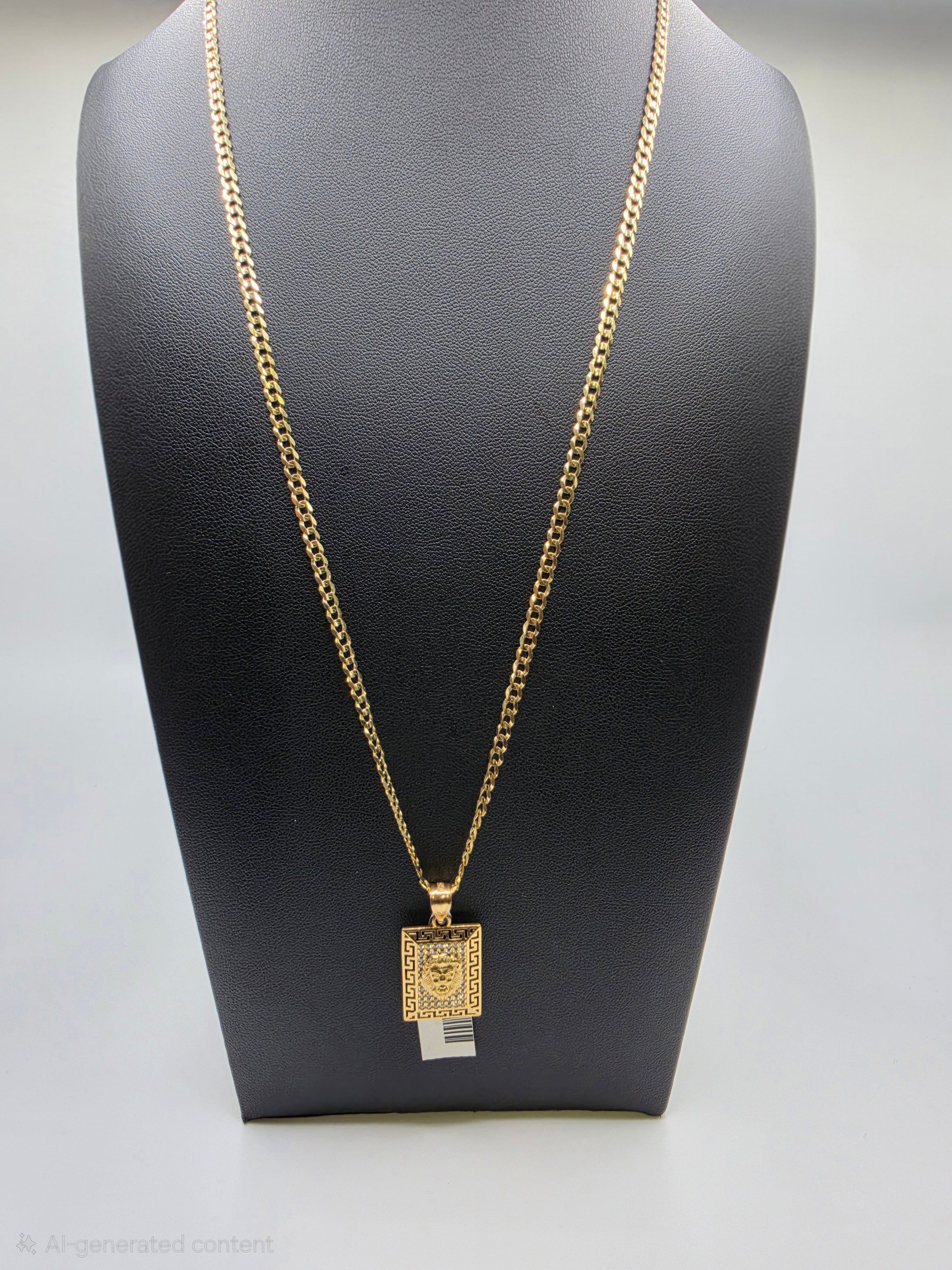 10K Gold Curve Chain with Pendant