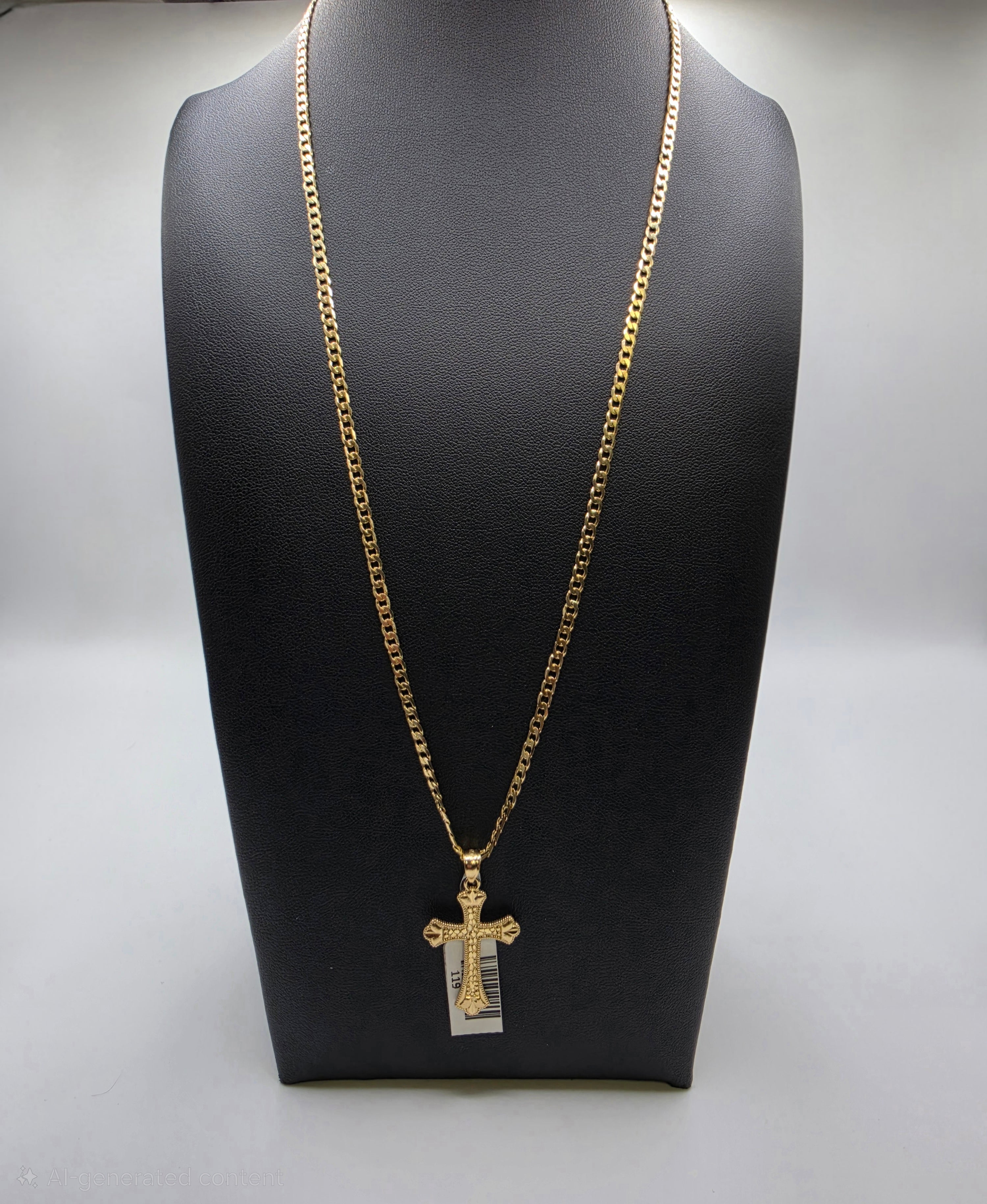 10K Gold Curve Chain With Pendant