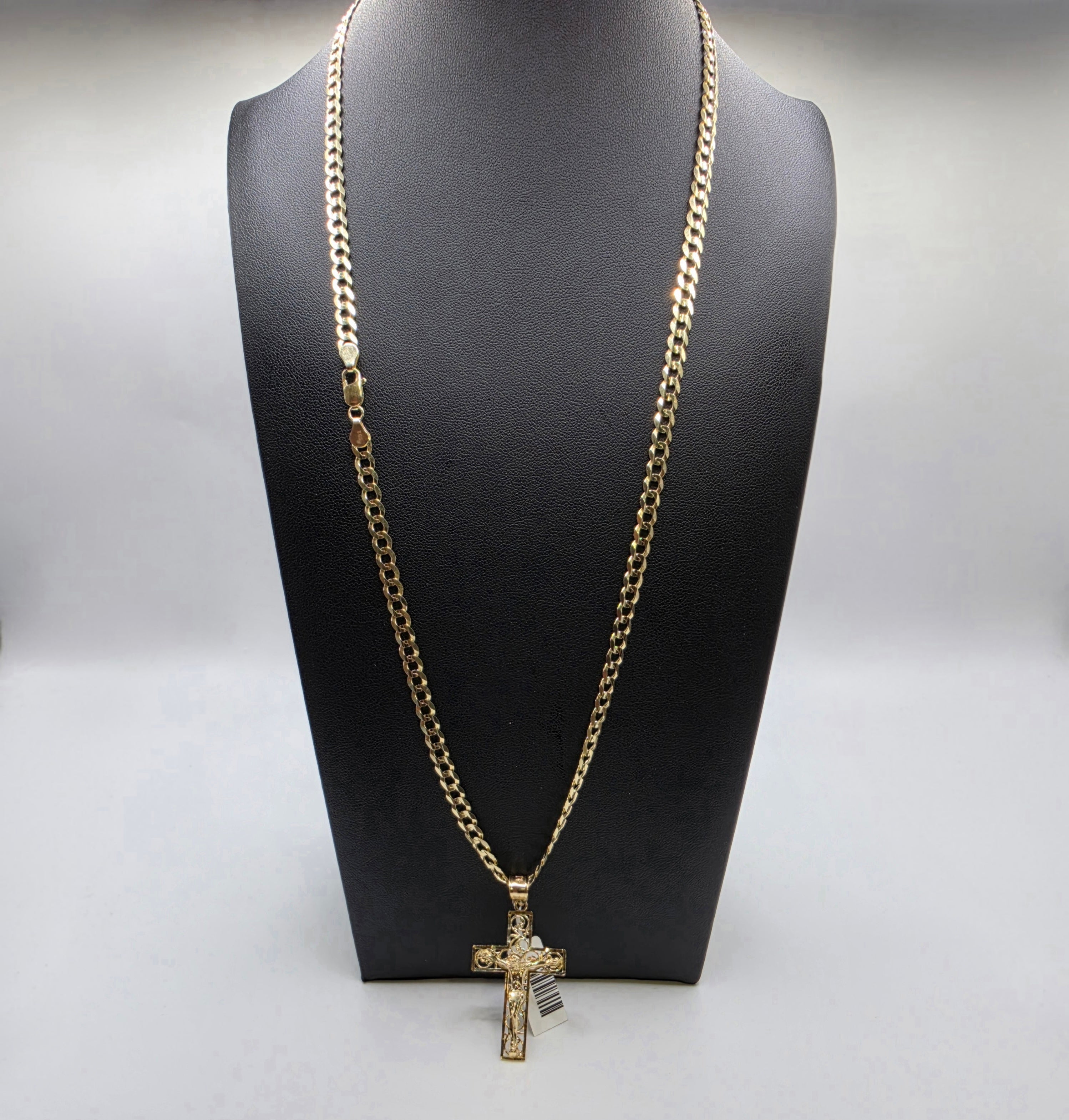10K Gold Curve Chain with Pendant