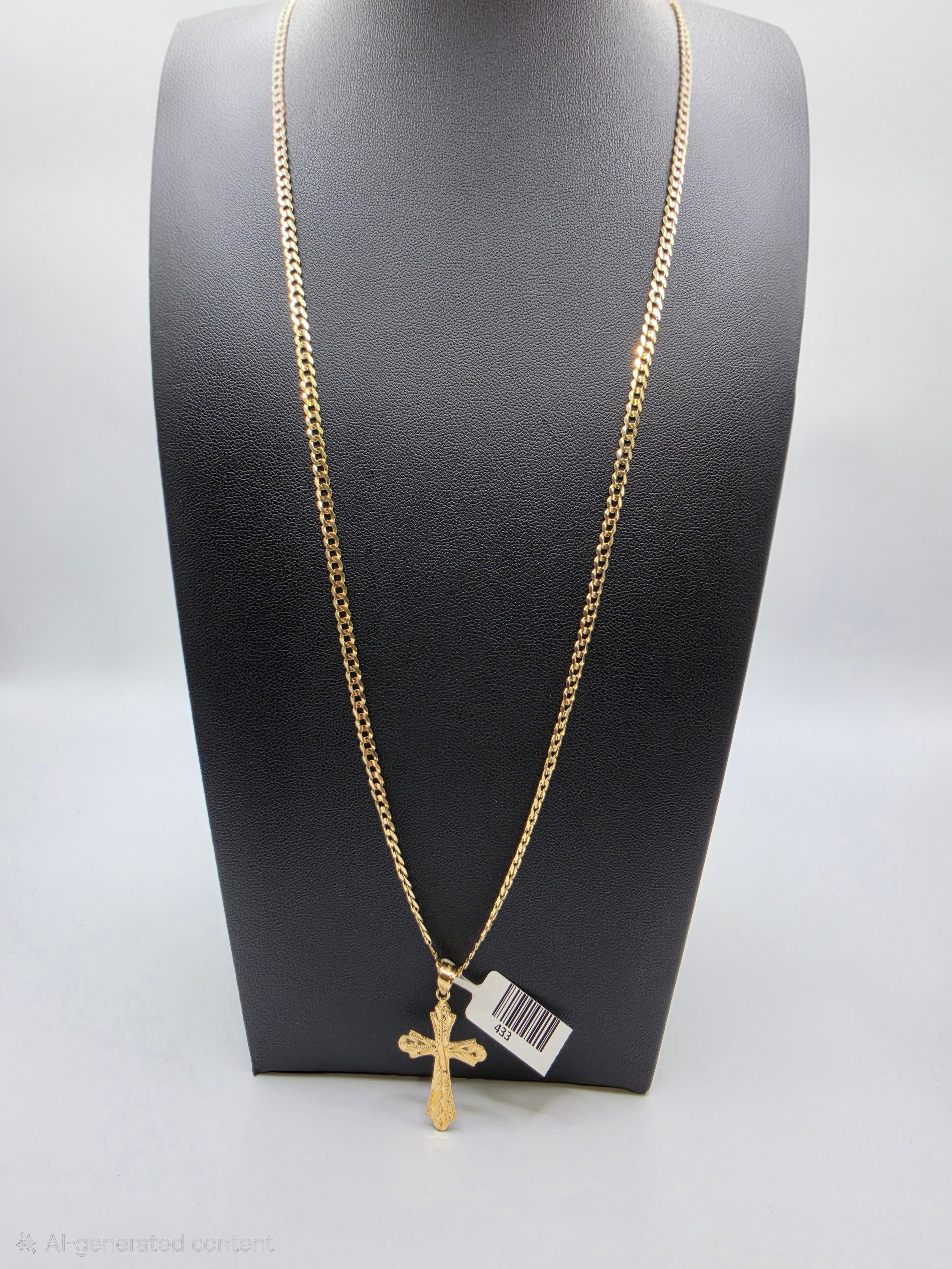 10K Gold Curve Chain with Pendant