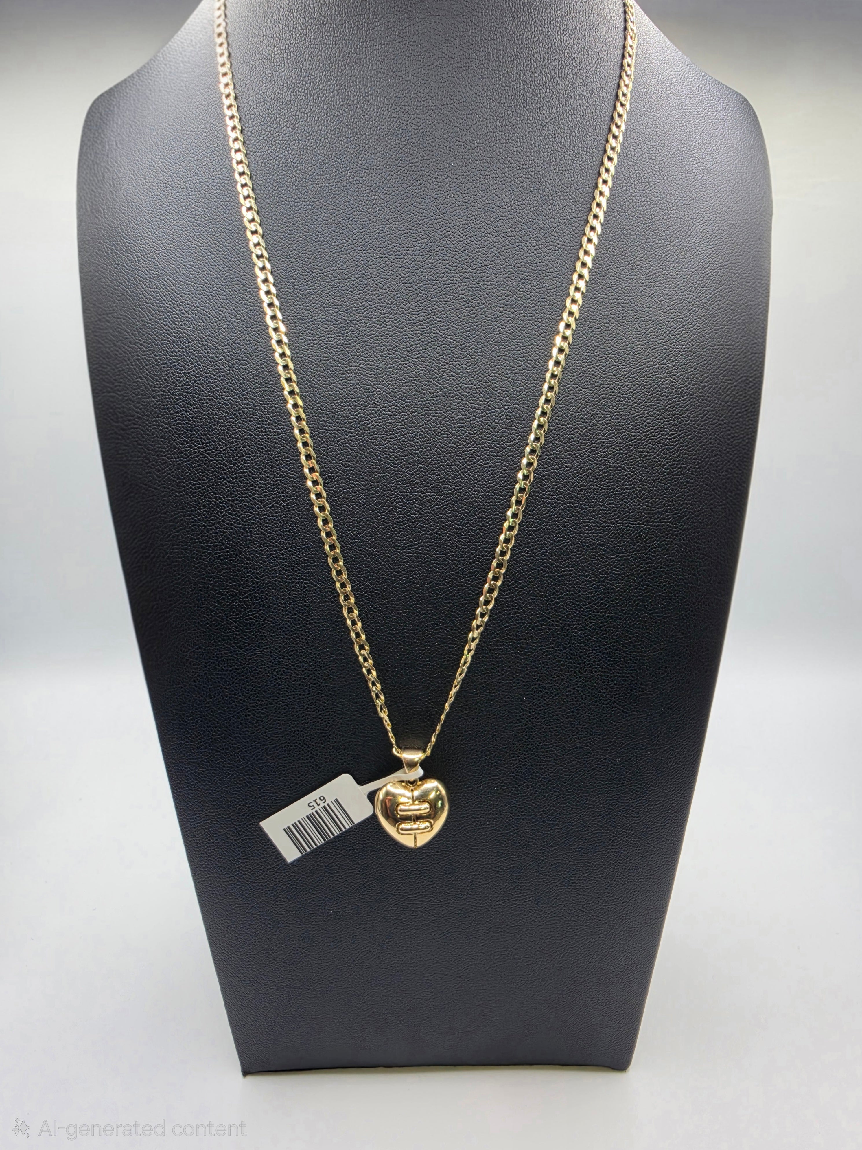 10K Gold Curve Chain with Pendant