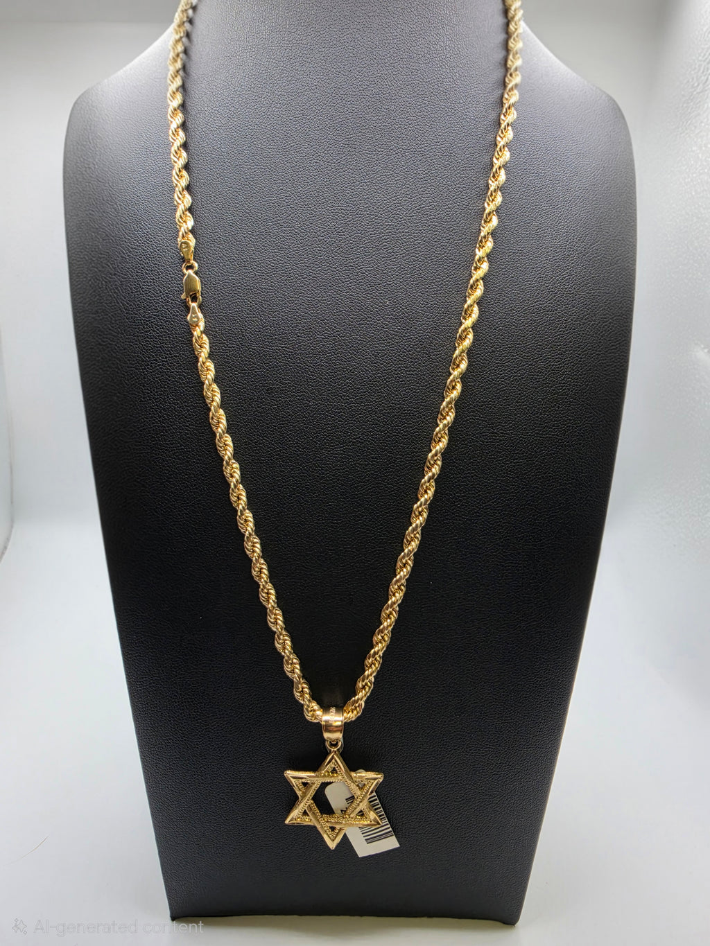 10K Rope Chain with David Star Pendant
