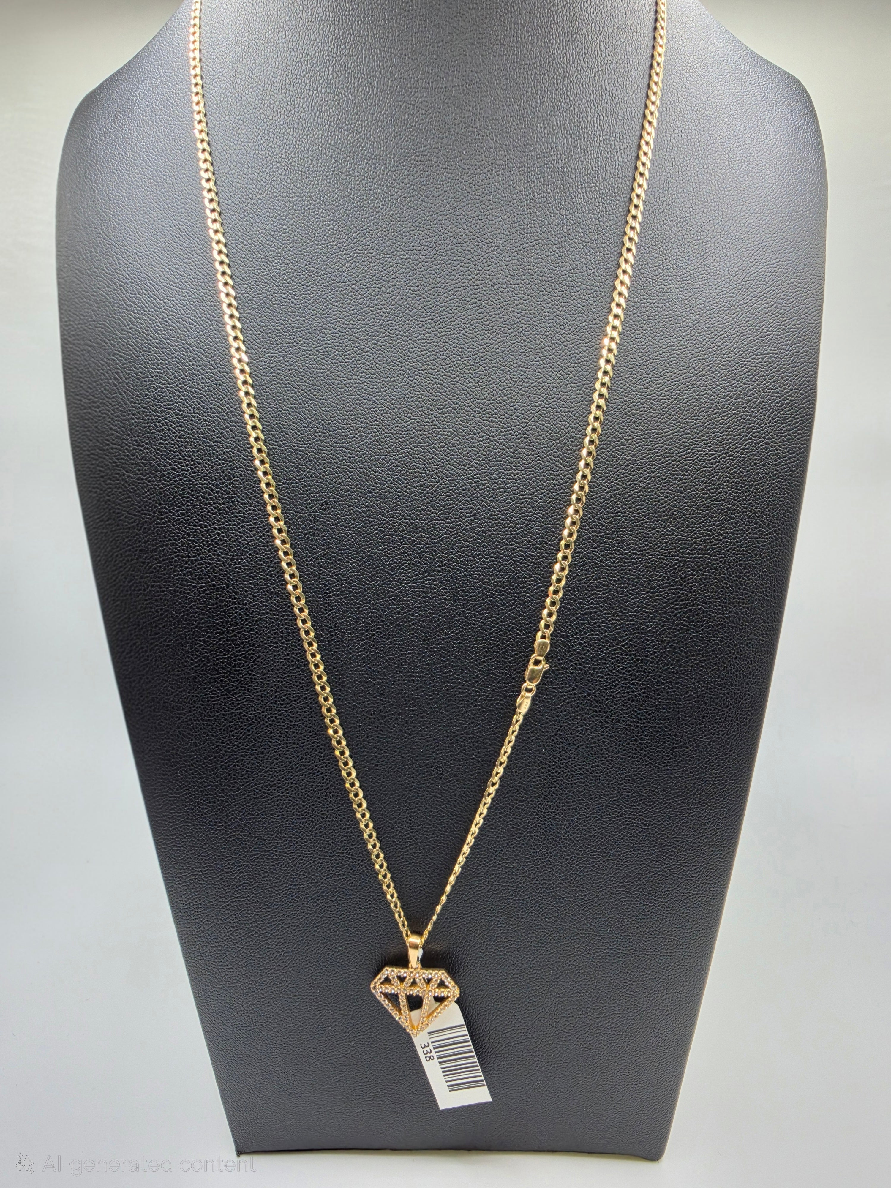 10K Gold Curve Chain with Pendant