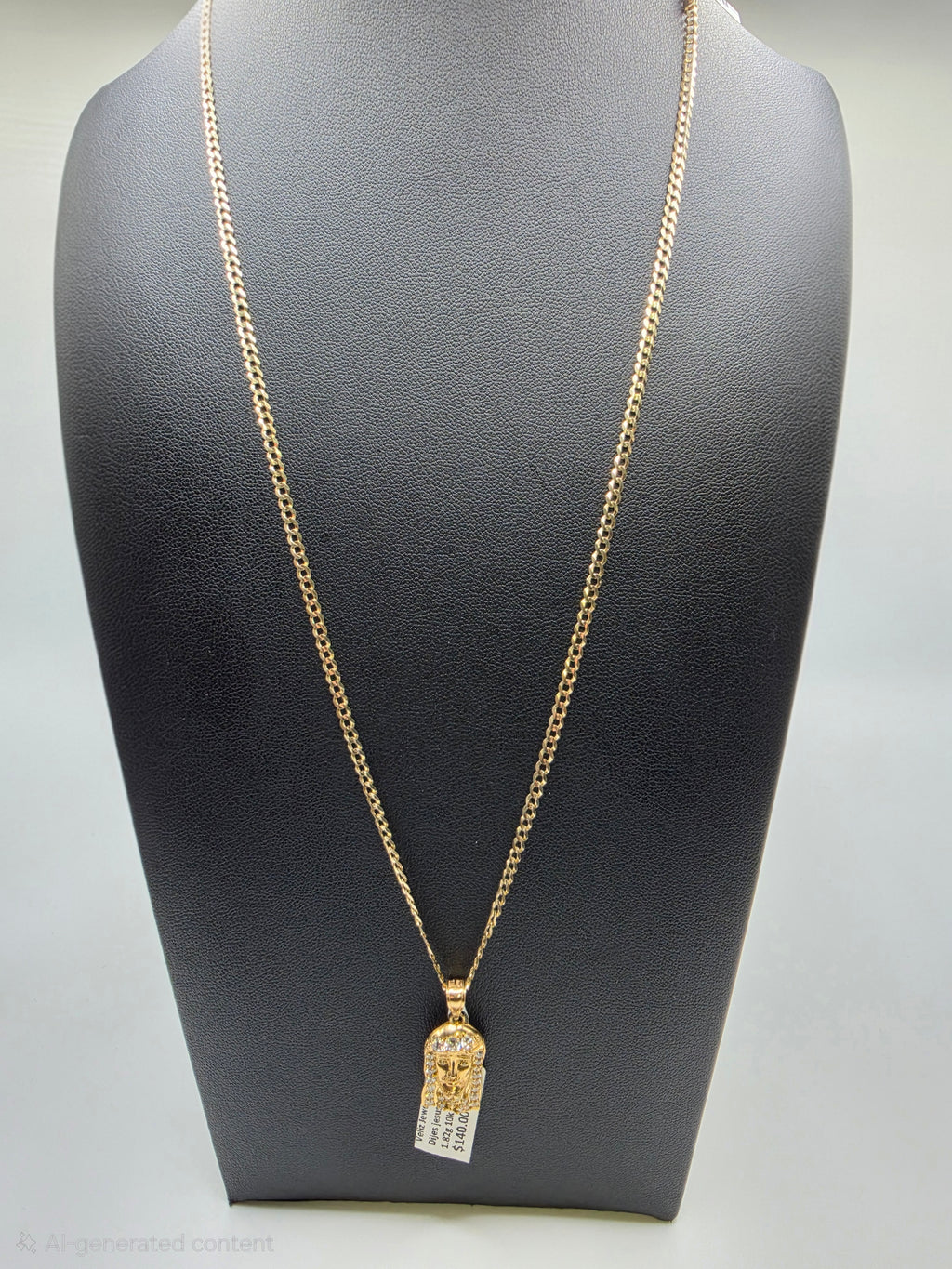 10K Gold Curve Chain with Pendant