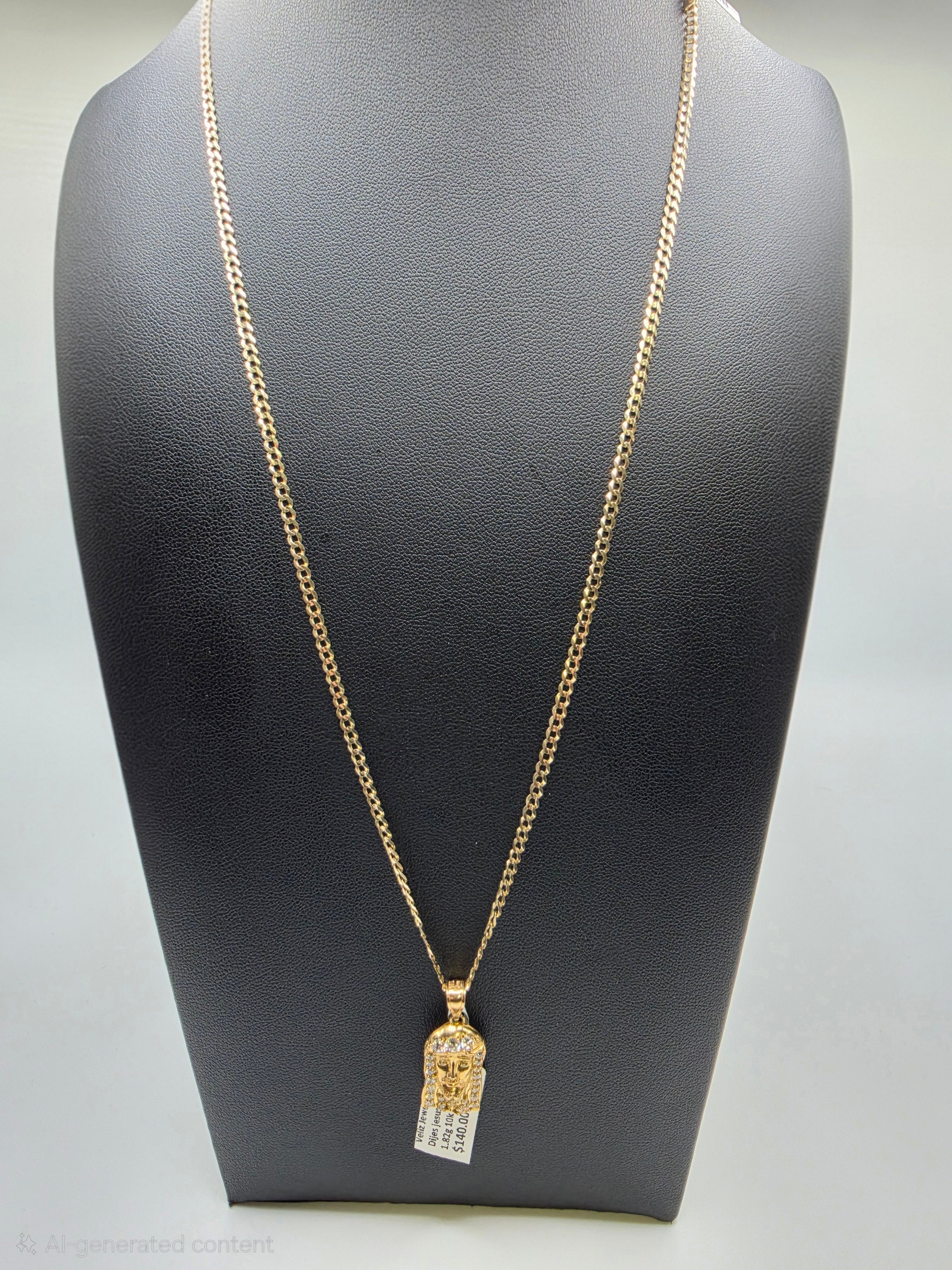 10K Gold Curve Chain with Pendant