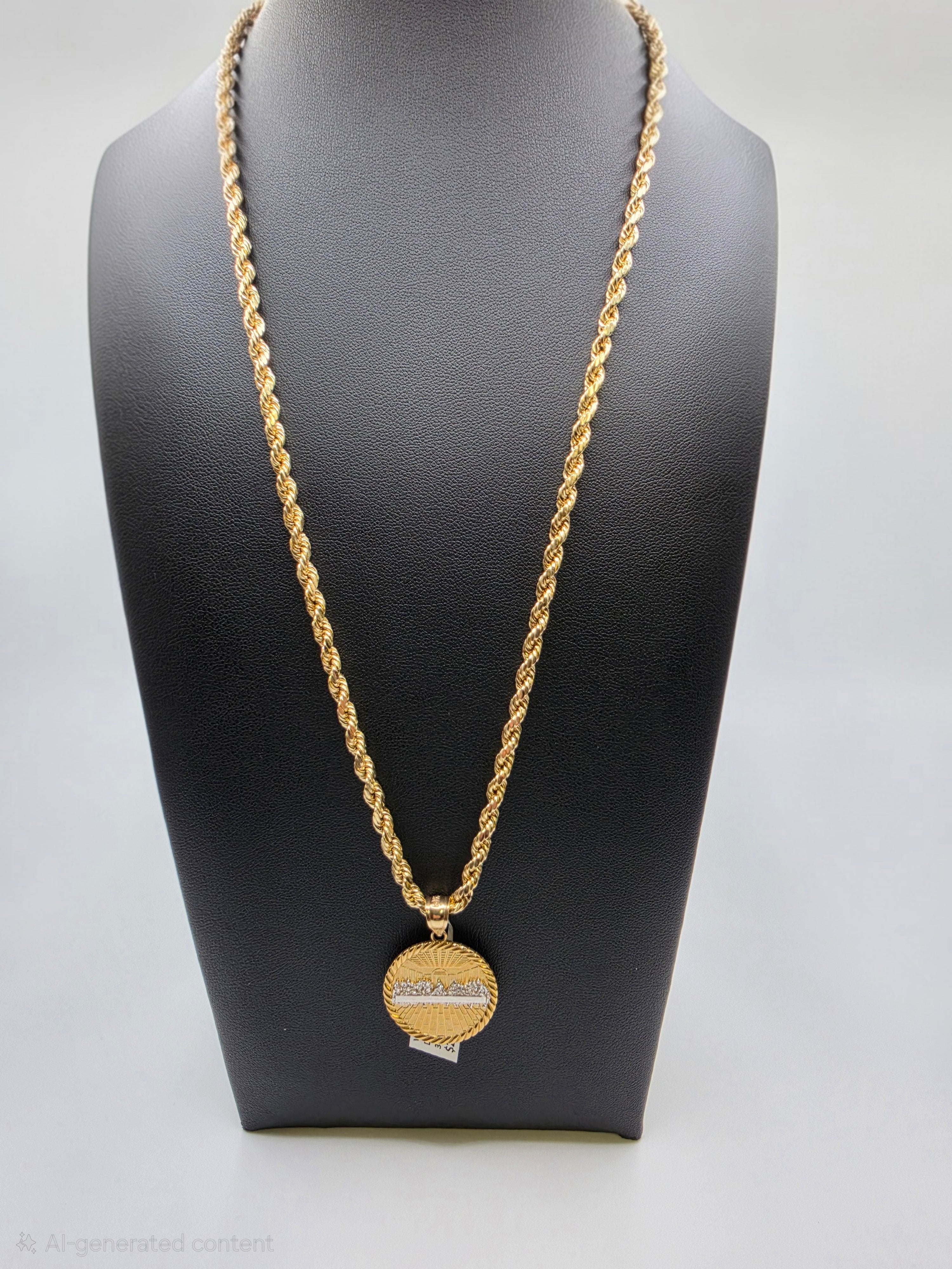 10K Rope Chain with Pendant