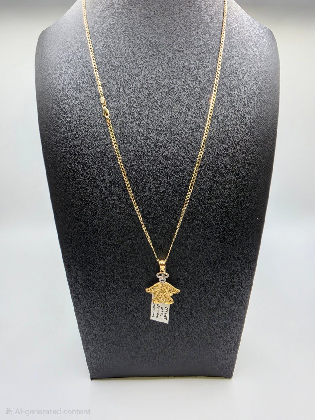 10K Gold Curve Chain with Pendant