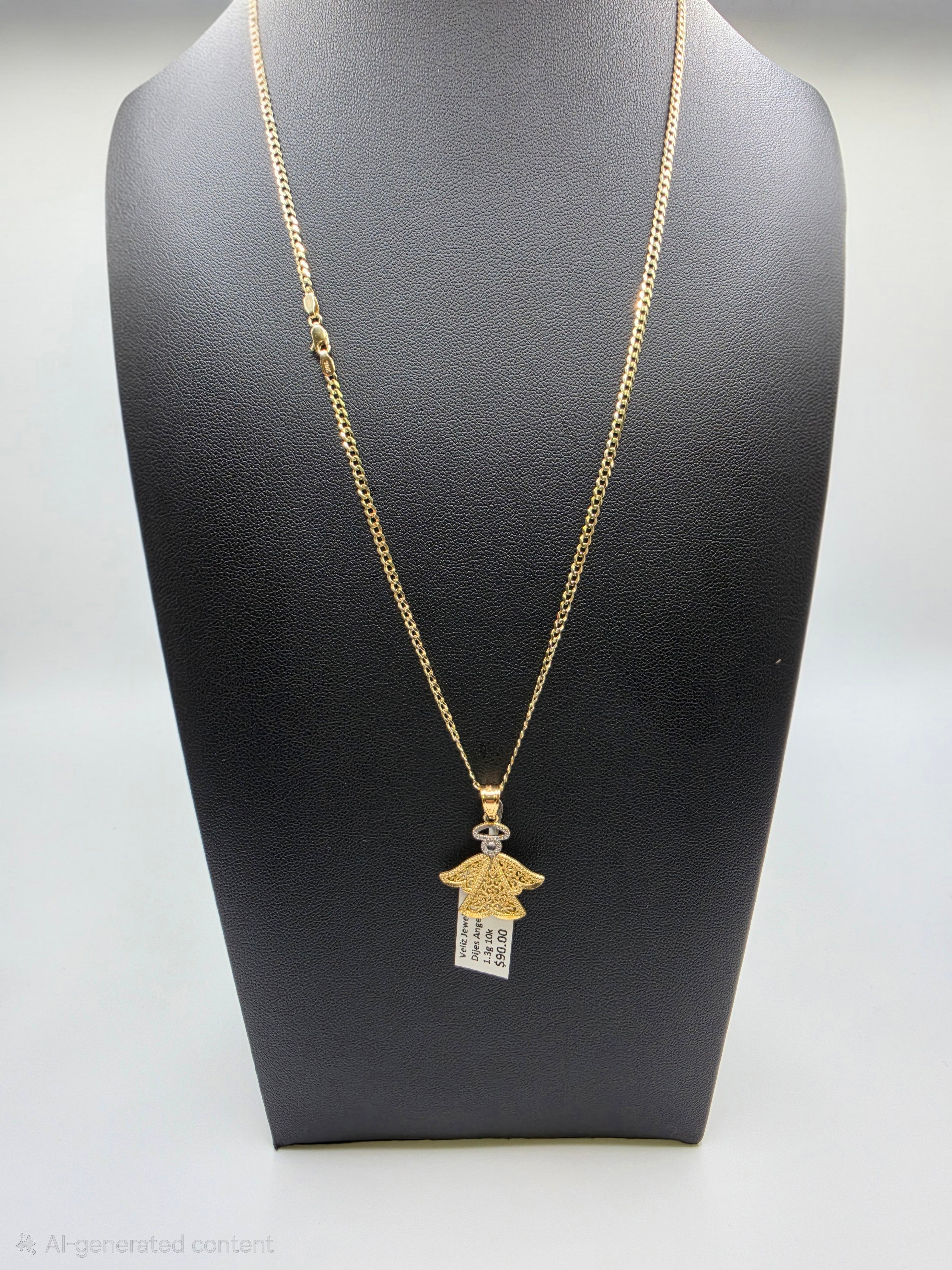 10K Gold Curve Chain with Pendant