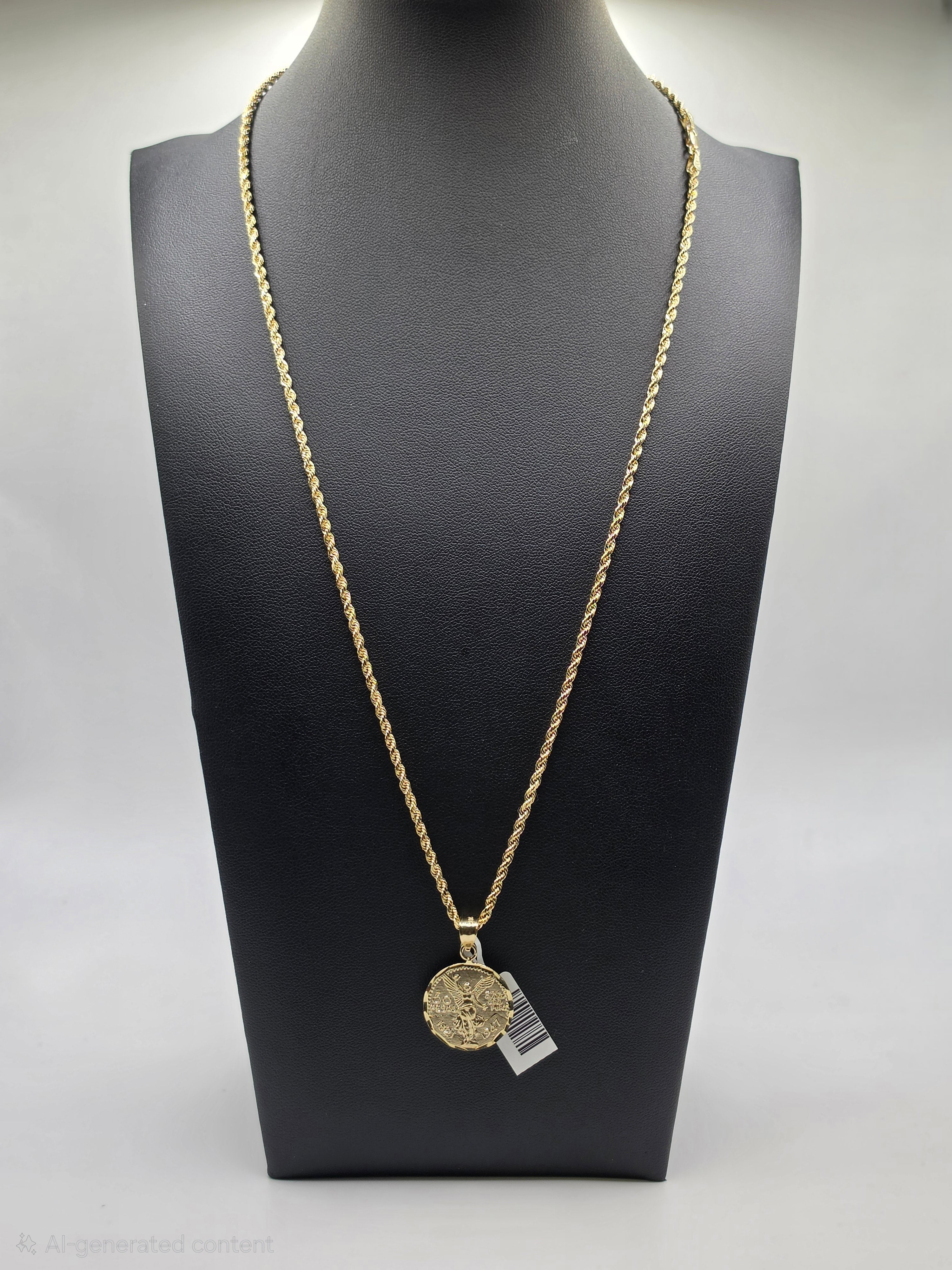 10K Gold Rope chain with Centenary Pendant