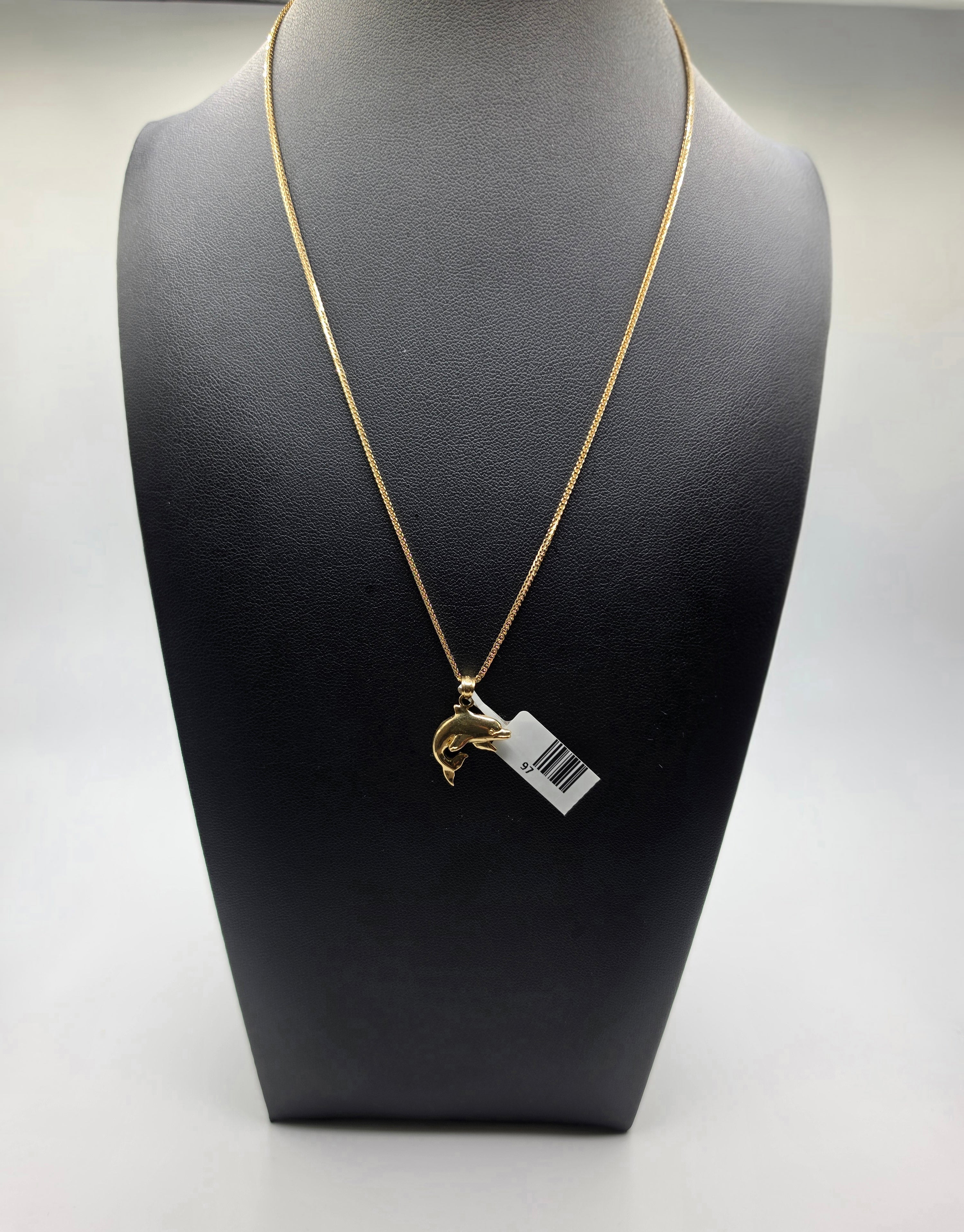 10K Wheat Franco with Dolphin Pendant