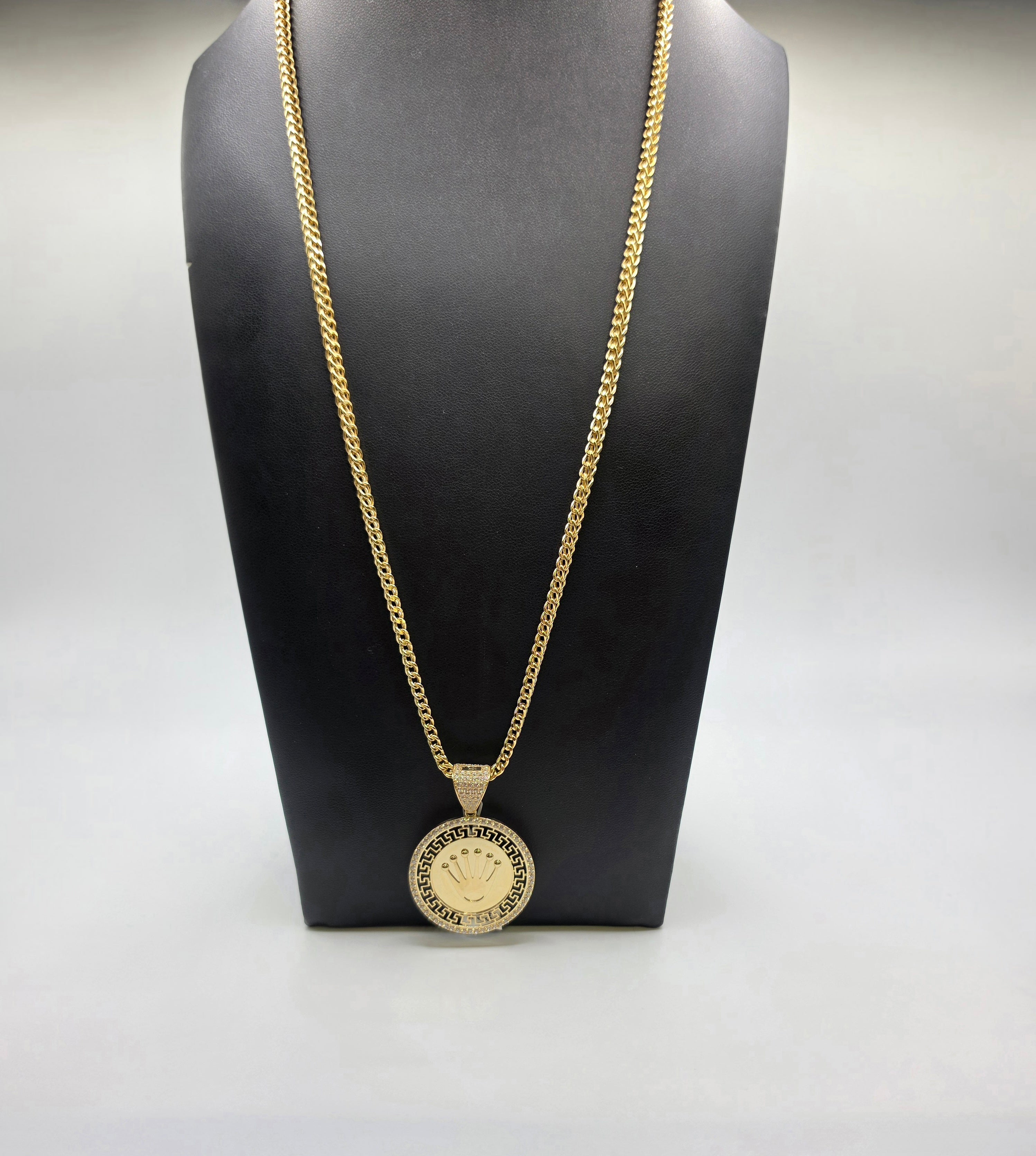 10K Gold Franco Chain with Pendant Semi Solid