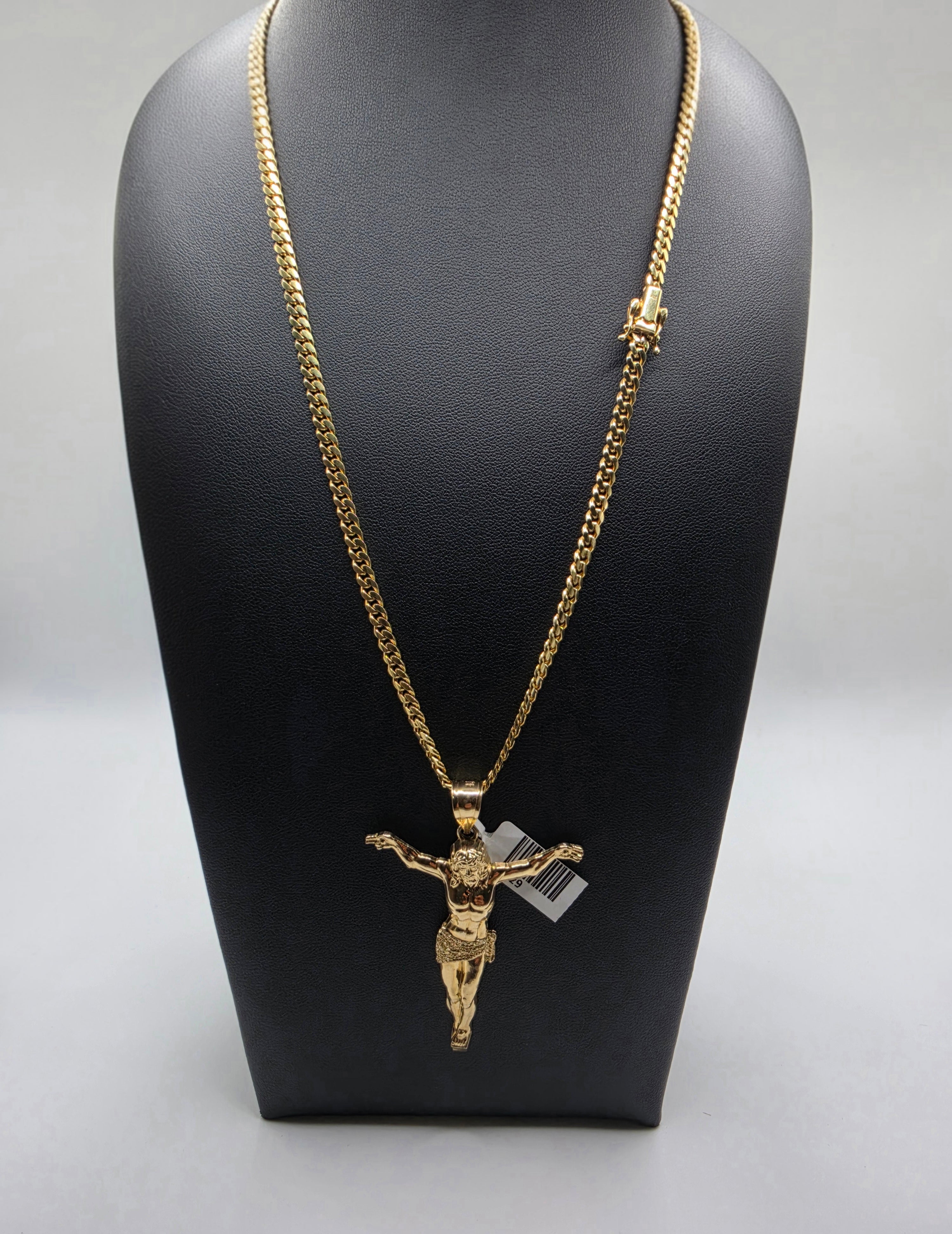 10K Miami Cuban with Jesus Pendant