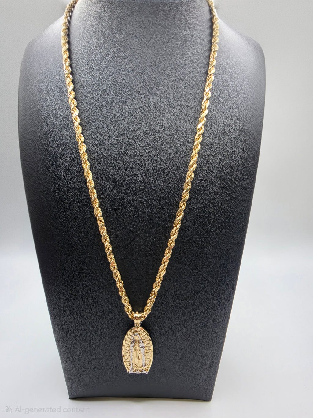 10K Gold Rope Chain with Pendant