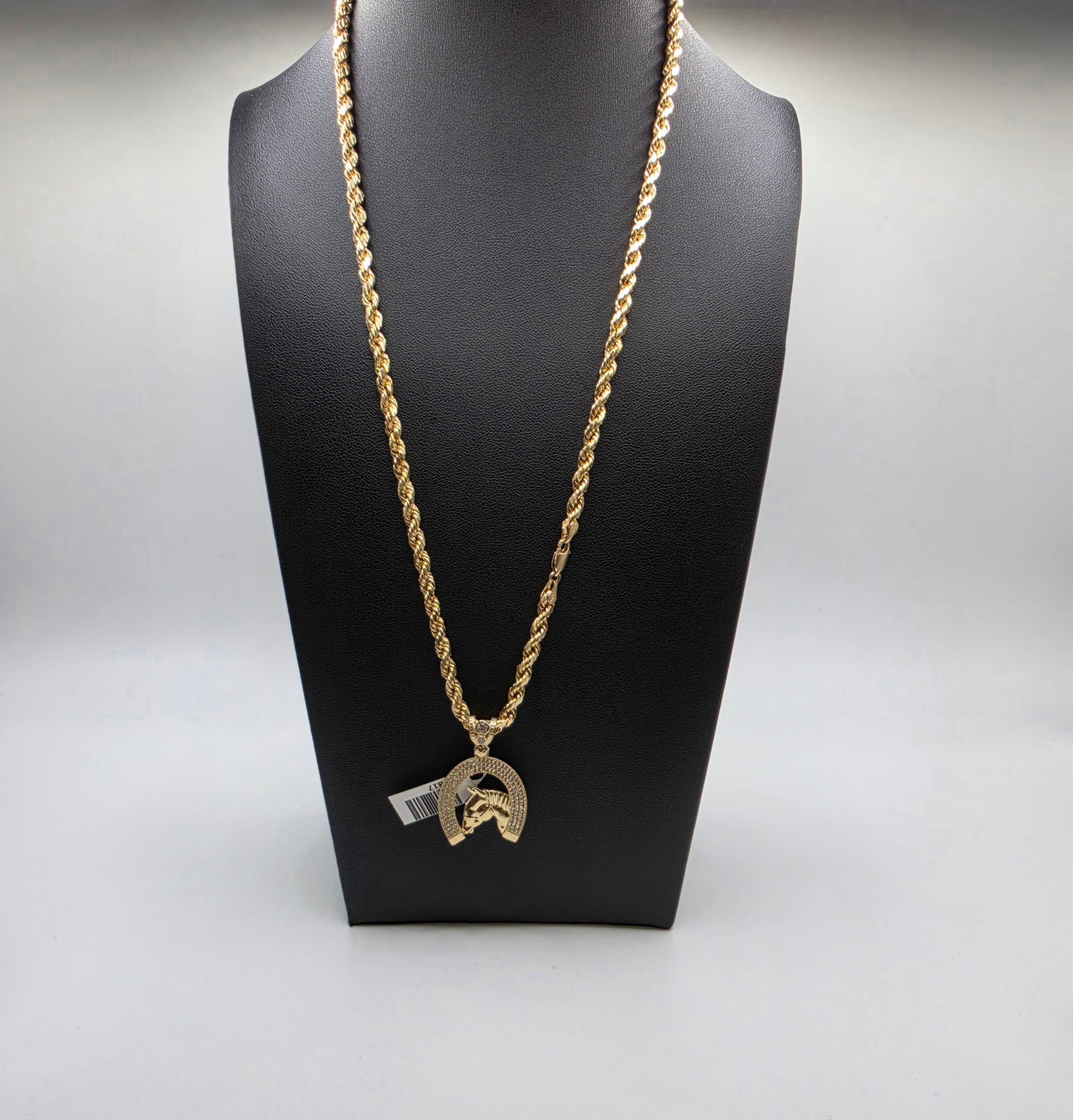 10K Gold  Rope Chain with Pendant  Semi Solid