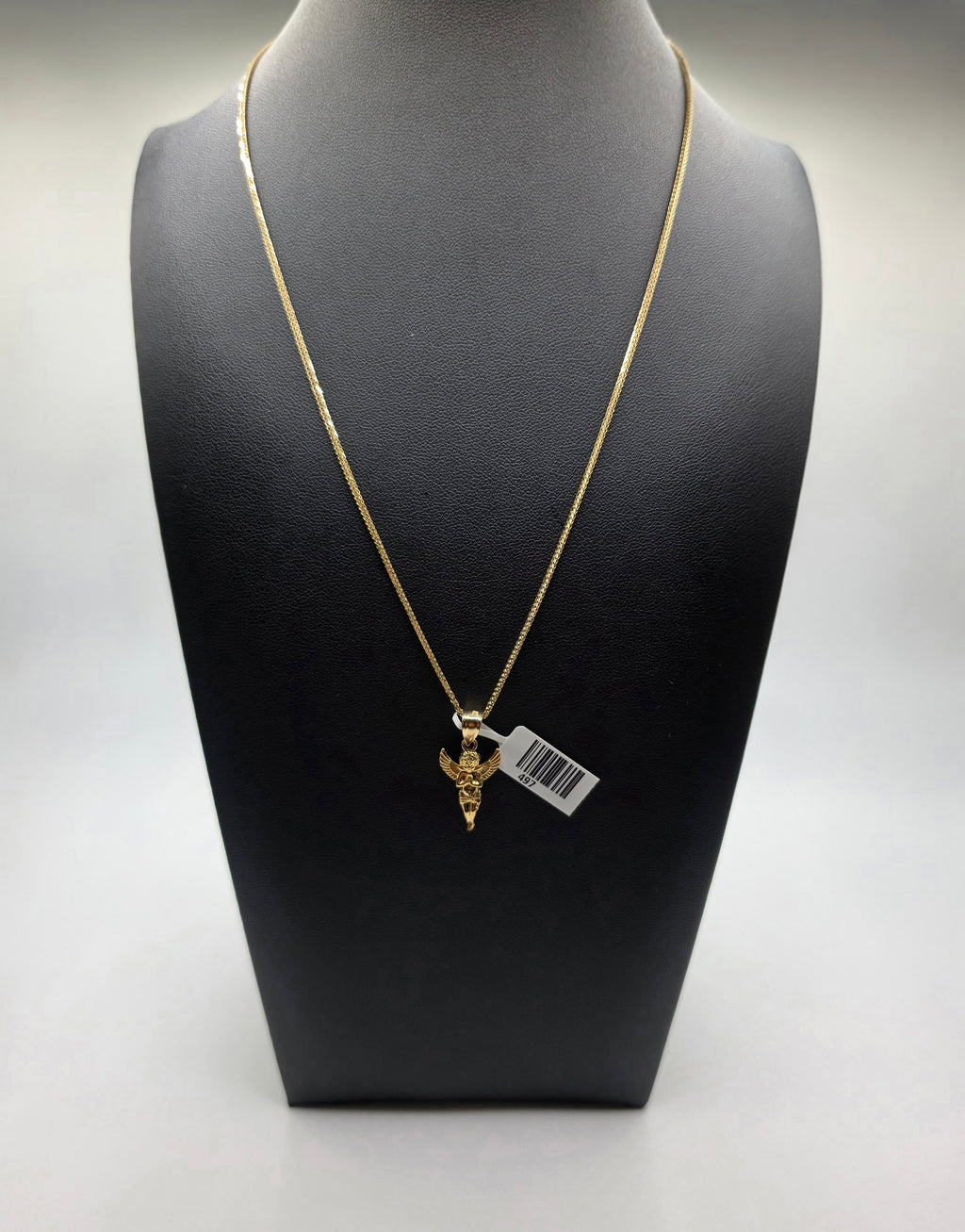 10K Wheat Franco with Angel Pendant