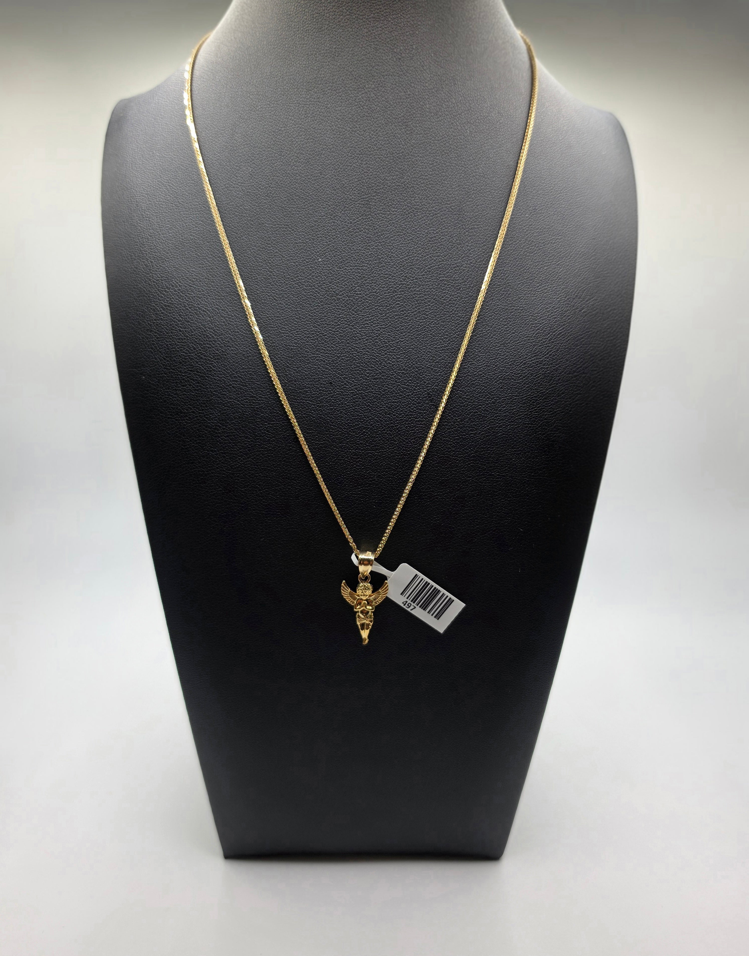 10K Wheat Franco with Angel Pendant