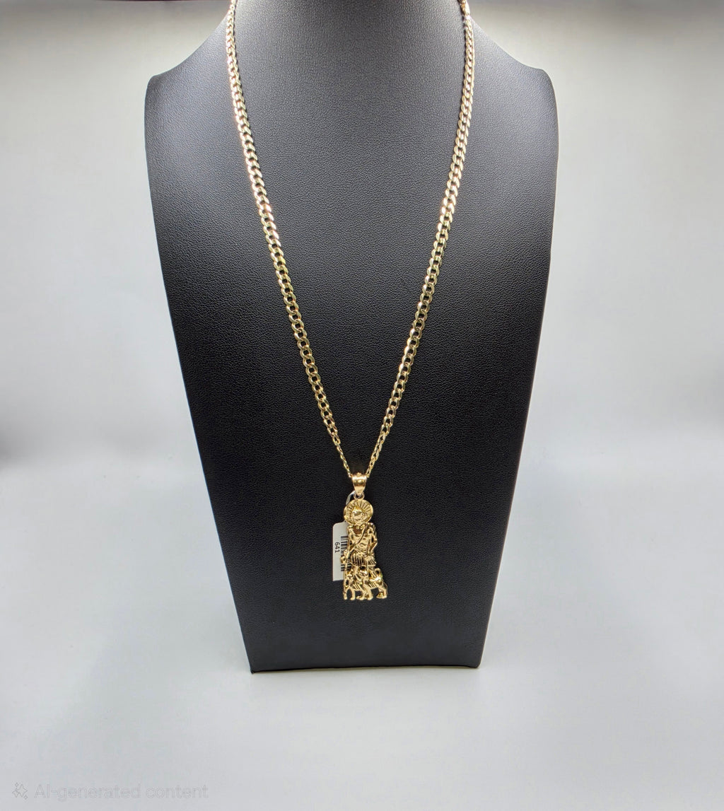 10K Gold Curve Chain with Pendant